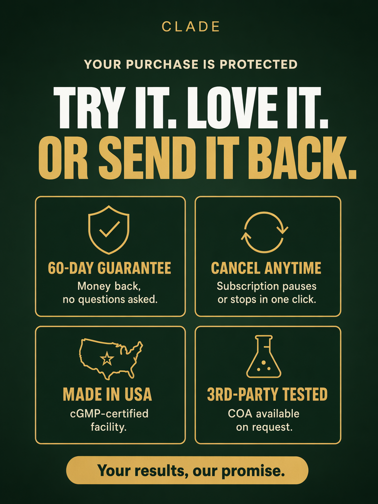 Your purchase is protected: 60-day guarantee, cancel anytime, Made in USA, 3rd-party tested